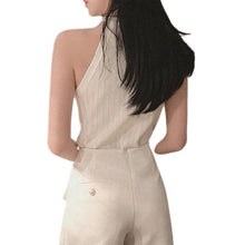 Load image into Gallery viewer, Golden Buttons Hollow Out Design Thin Knitted Sleeveless Stylish Top For Women