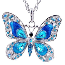 Load image into Gallery viewer, Enamel Long Necklace Chain Butterfly Crystal Pendant For Women