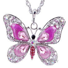 Load image into Gallery viewer, Enamel Long Necklace Chain Butterfly Crystal Pendant For Women