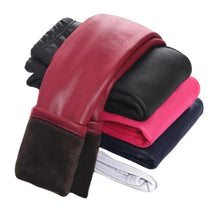Load image into Gallery viewer, Winter Thick Velvet Pencil Faux PU Leather Legging For Girls - Tyche Ace