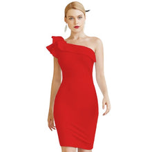 Load image into Gallery viewer, One Shoulder Sleeveless Ruffles Bodycon Bandage Dress For Women