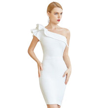 Load image into Gallery viewer, One Shoulder Sleeveless Ruffles Bodycon Bandage Dress For Women