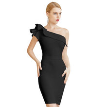 Load image into Gallery viewer, One Shoulder Sleeveless Ruffles Bodycon Bandage Dress For Women