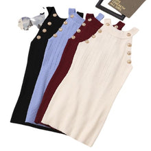 Load image into Gallery viewer, Golden Buttons Hollow Out Design Thin Knitted Sleeveless Stylish Top For Women