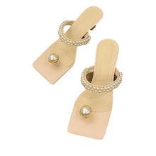 Load image into Gallery viewer, Low Heel String Bead Design Summer Clip Toe Sandals For Women