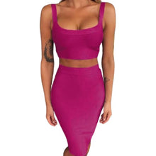Load image into Gallery viewer, 2 Piece Crop Top And Skirt  Bodycon Suit for Women