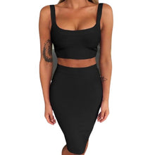 Load image into Gallery viewer, 2 Piece Crop Top And Skirt  Bodycon Suit for Women