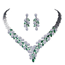 Load image into Gallery viewer, White Gold Royal Blue Stone Bride Necklace And Earrings Set freeshipping - Tyche Ace