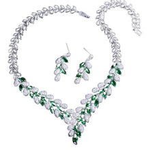 Load image into Gallery viewer, White Gold Royal Blue Stone Bride Necklace And Earrings Set freeshipping - Tyche Ace