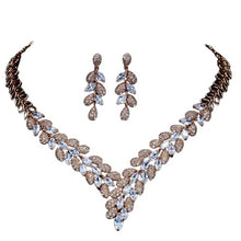 Load image into Gallery viewer, White Gold Royal Blue Stone Bride Necklace And Earrings Set freeshipping - Tyche Ace