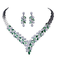 Load image into Gallery viewer, White Gold Royal Blue Stone Bride Necklace And Earrings Set freeshipping - Tyche Ace