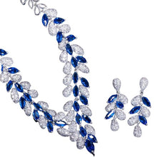 Load image into Gallery viewer, White Gold Royal Blue Stone Bride Necklace And Earrings Set freeshipping - Tyche Ace
