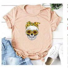 Load image into Gallery viewer, Skull  Sunflower Women T shirts freeshipping - Tyche Ace