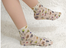 Load image into Gallery viewer, Flower Butterfly Pattern Print Soft Ankle Socks freeshipping - Tyche Ace