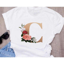 Load image into Gallery viewer, Stylish Women Flower Print Letter T Shirts freeshipping - Tyche Ace