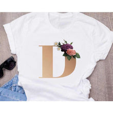 Load image into Gallery viewer, Stylish Women Flower Print Letter T Shirts freeshipping - Tyche Ace