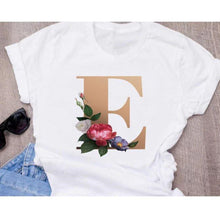 Load image into Gallery viewer, Stylish Women Flower Print Letter T Shirts freeshipping - Tyche Ace