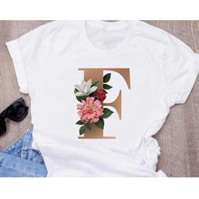 Load image into Gallery viewer, Stylish Women Flower Print Letter T Shirts freeshipping - Tyche Ace