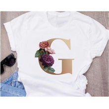Load image into Gallery viewer, Stylish Women Flower Print Letter T Shirts freeshipping - Tyche Ace