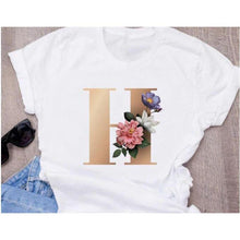 Load image into Gallery viewer, Stylish Women Flower Print Letter T Shirts freeshipping - Tyche Ace