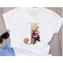 Load image into Gallery viewer, Stylish Women Flower Print Letter T Shirts freeshipping - Tyche Ace
