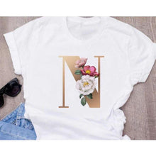 Load image into Gallery viewer, Stylish Women Flower Print Letter T Shirts freeshipping - Tyche Ace