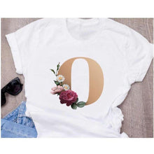 Load image into Gallery viewer, Stylish Women Flower Print Letter T Shirts freeshipping - Tyche Ace