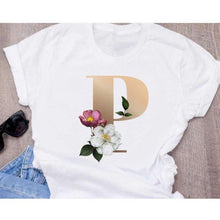 Load image into Gallery viewer, Stylish Women Flower Print Letter T Shirts freeshipping - Tyche Ace