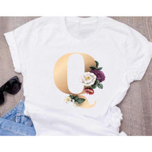 Load image into Gallery viewer, Stylish Women Flower Print Letter T Shirts freeshipping - Tyche Ace