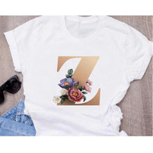 Load image into Gallery viewer, Stylish Women Flower Print Letter T Shirts freeshipping - Tyche Ace