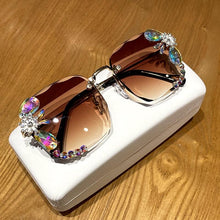 Load image into Gallery viewer, sunglasses women 2020 new fashon Vinage Sqaure luxury glasses Rimless rhinesotne sunglasses Shades For Women Summer oculos freeshipping - Tyche Ace