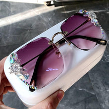 Load image into Gallery viewer, sunglasses women 2020 new fashon Vinage Sqaure luxury glasses Rimless rhinesotne sunglasses Shades For Women Summer oculos freeshipping - Tyche Ace