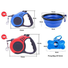 Load image into Gallery viewer, Tear Resistant, Retractable Heavy Walking Dog Leash Bowl Waste Bag Dispenser and Bags Sets freeshipping - Tyche Ace