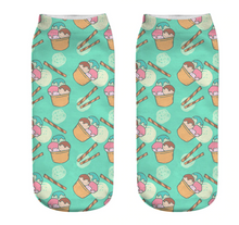 Load image into Gallery viewer, Unisex 3D Food Print Cotton Polyester Ankle Socks freeshipping - Tyche Ace