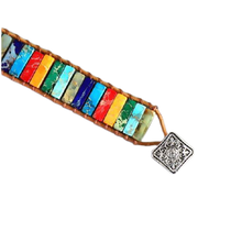 Load image into Gallery viewer, Unisex Handmade 7 Chakra Natural Tube Beads Stone Leather Wrap Bracelet freeshipping - Tyche Ace