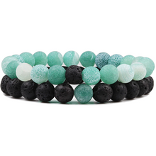 Load image into Gallery viewer, Unisex Handmade Beaded Natural Lava Stone Bracelet Set freeshipping - Tyche Ace