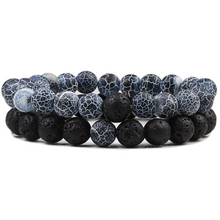 Load image into Gallery viewer, Unisex Handmade Beaded Natural Lava Stone Bracelet Set freeshipping - Tyche Ace