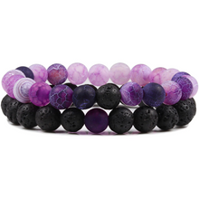 Load image into Gallery viewer, Unisex Handmade Beaded Natural Lava Stone Bracelet Set freeshipping - Tyche Ace