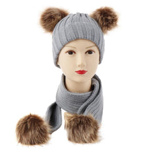 Load image into Gallery viewer, Unisex Warm Knitted Double Pompom Hats And Scarf Set freeshipping - Tyche Ace