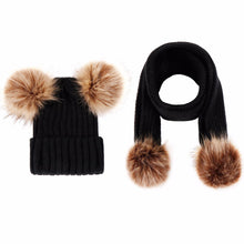 Load image into Gallery viewer, Unisex Warm Knitted Double Pompom Hats And Scarf Set freeshipping - Tyche Ace