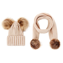 Load image into Gallery viewer, Unisex Warm Knitted Double Pompom Hats And Scarf Set freeshipping - Tyche Ace