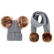 Load image into Gallery viewer, Unisex Warm Knitted Double Pompom Hats And Scarf Set freeshipping - Tyche Ace
