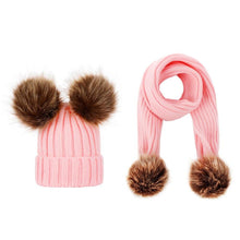 Load image into Gallery viewer, Unisex Warm Knitted Double Pompom Hats And Scarf Set freeshipping - Tyche Ace