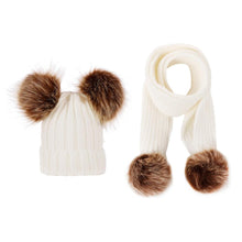 Load image into Gallery viewer, Unisex Warm Knitted Double Pompom Hats And Scarf Set freeshipping - Tyche Ace
