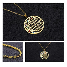 Load image into Gallery viewer, Unisex Personalised Stainless Steel Birthstone Family Tree Names Pendant Necklaces freeshipping - Tyche Ace