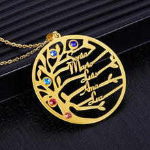 Load image into Gallery viewer, Unisex Personalised Stainless Steel Birthstone Family Tree Names Pendant Necklaces freeshipping - Tyche Ace