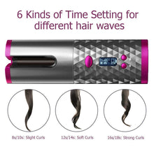 Load image into Gallery viewer, USB Rechargeable Portable Wireless Iron Automatic Smart Technology Hair Curler with 1 Comb+2pc Clips freeshipping - Tyche Ace