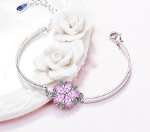 Load image into Gallery viewer, Woman Clear Crystal Luminous Pink Flower Bracelet freeshipping - Tyche Ace