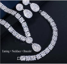 Load image into Gallery viewer, Woman Gold Plated Luxury Cubic Zirconia Necklace Earring Bracelet Set freeshipping - Tyche Ace