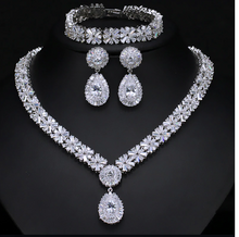 Load image into Gallery viewer, Woman Gold Plated Luxury Cubic Zirconia Necklace Earring Bracelet Set freeshipping - Tyche Ace